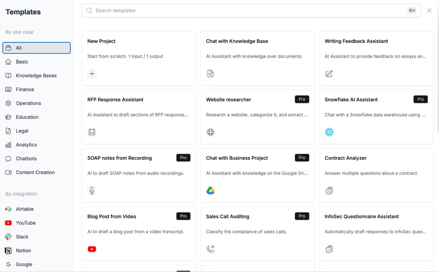 Stack AI dashboard : AI agent management platform