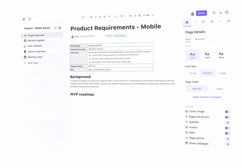 ClickUp Product Teams