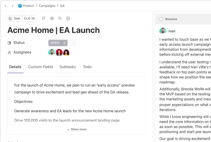 Automate your tasks and keep work moving with ClickUp Tasks
