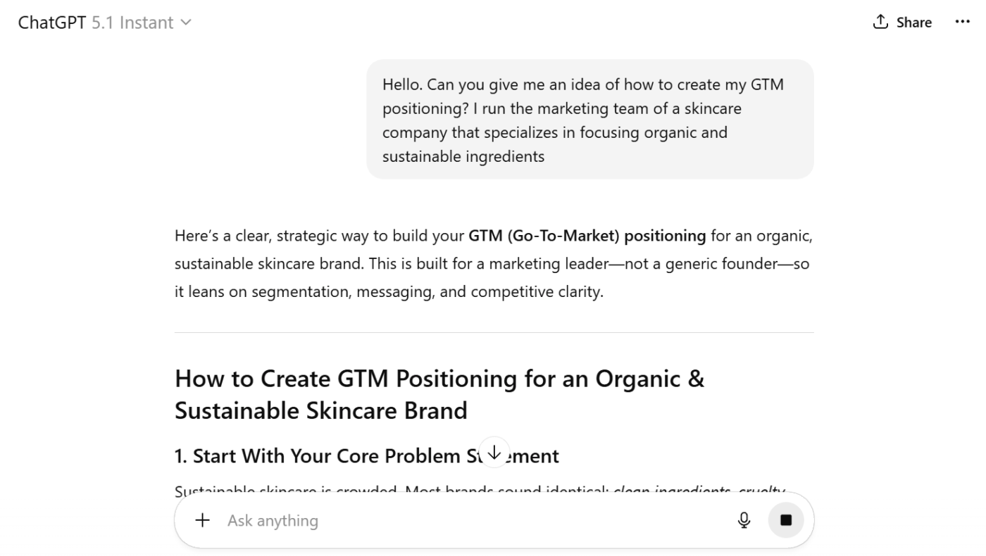 ChatGPT GPT-5.1 - Tốt nhất cho việc tạo bản nháp nhanh, tổng hợp và tóm tắt sẵn sàng cho quyết định từ các đầu vào phức tạp.