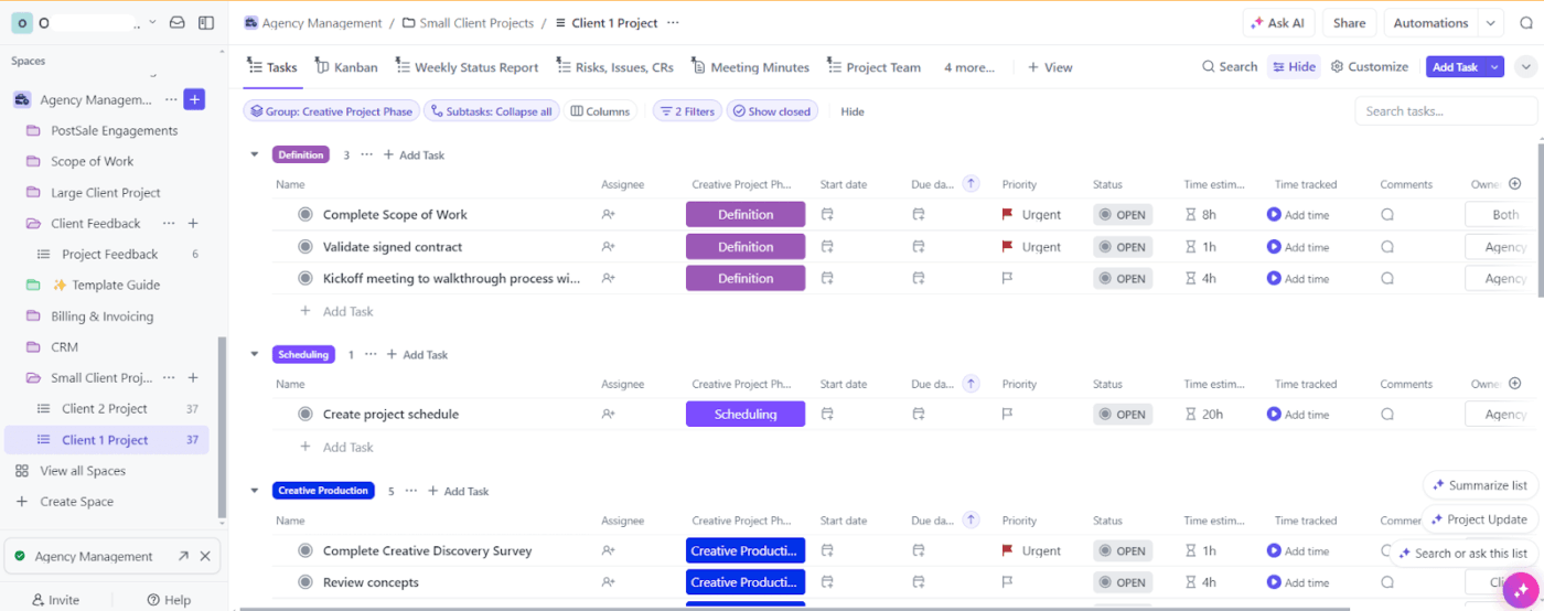 ClickUp Agency Management Template