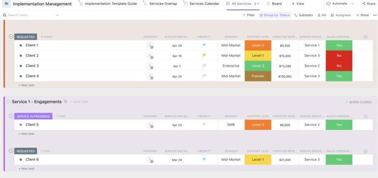 Organize phased implementation work with ClickUp Implementation Management Template
