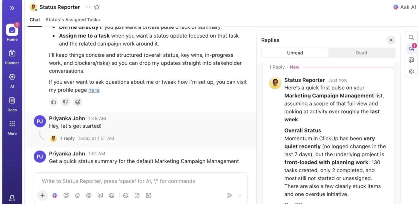 Status Reporter: Super Agent tracking well-defined tasks with simple reflect agent logic via condition action rules