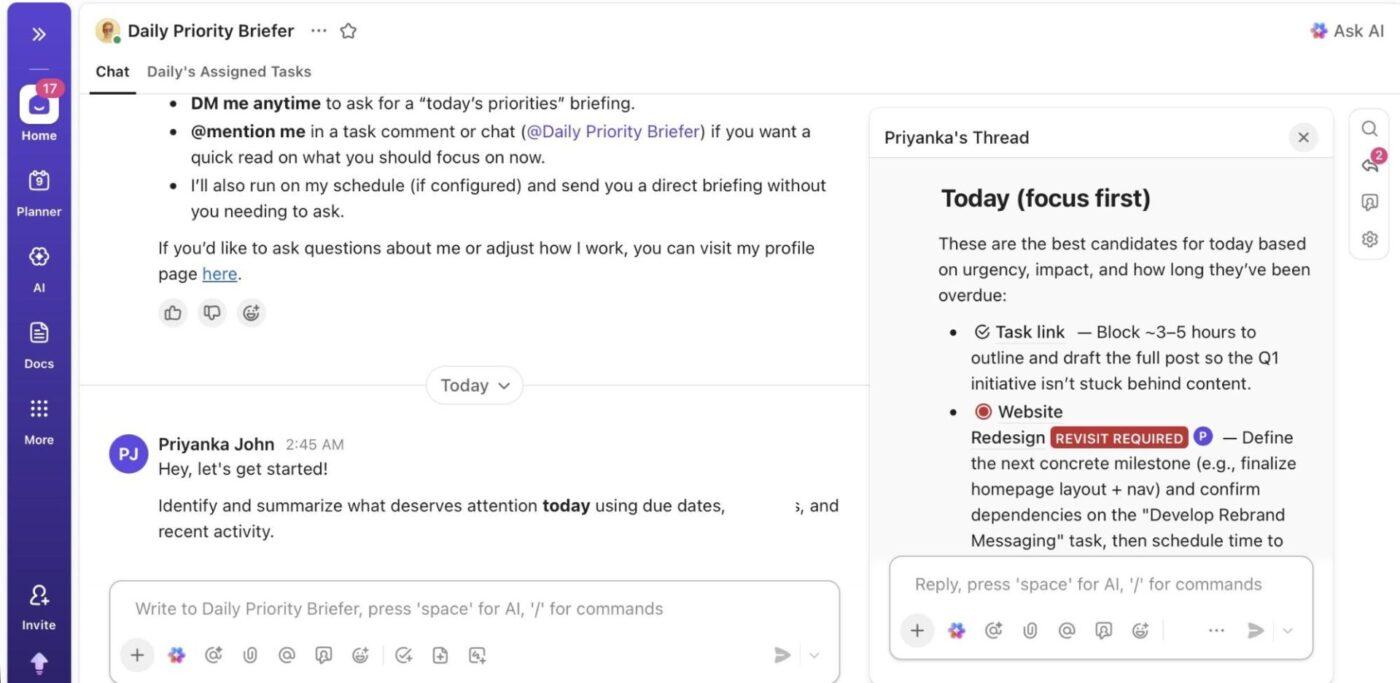 Surface the highest-impact priorities for today so teams focus on the right work first and reduce missed deadlines