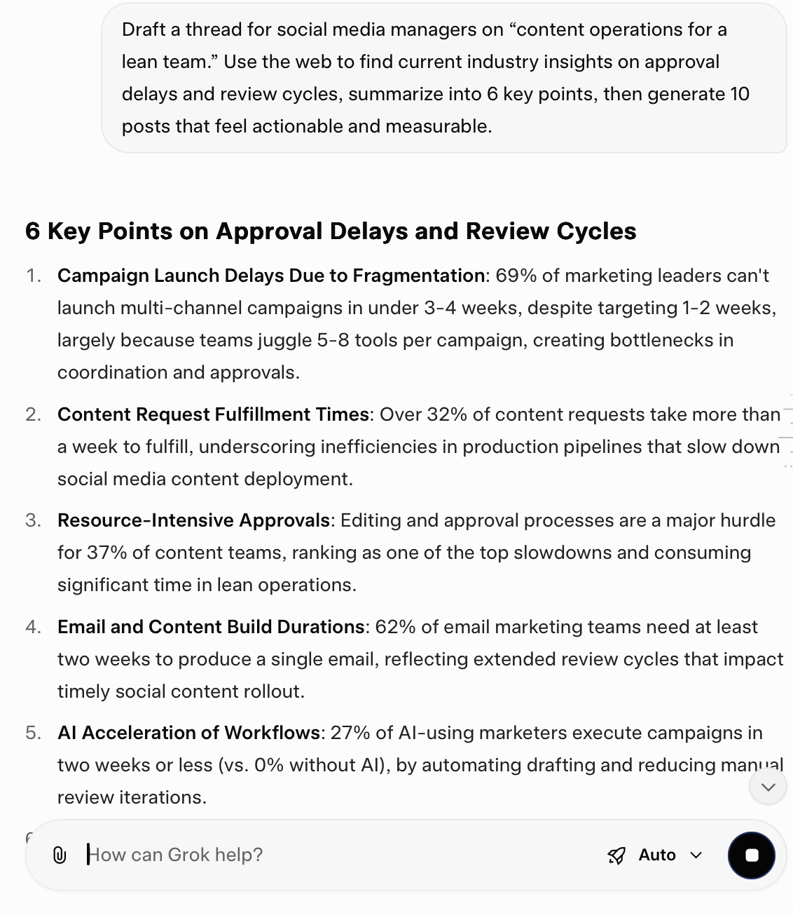 Draft a thread for social media managers on “content operations for a lean team.