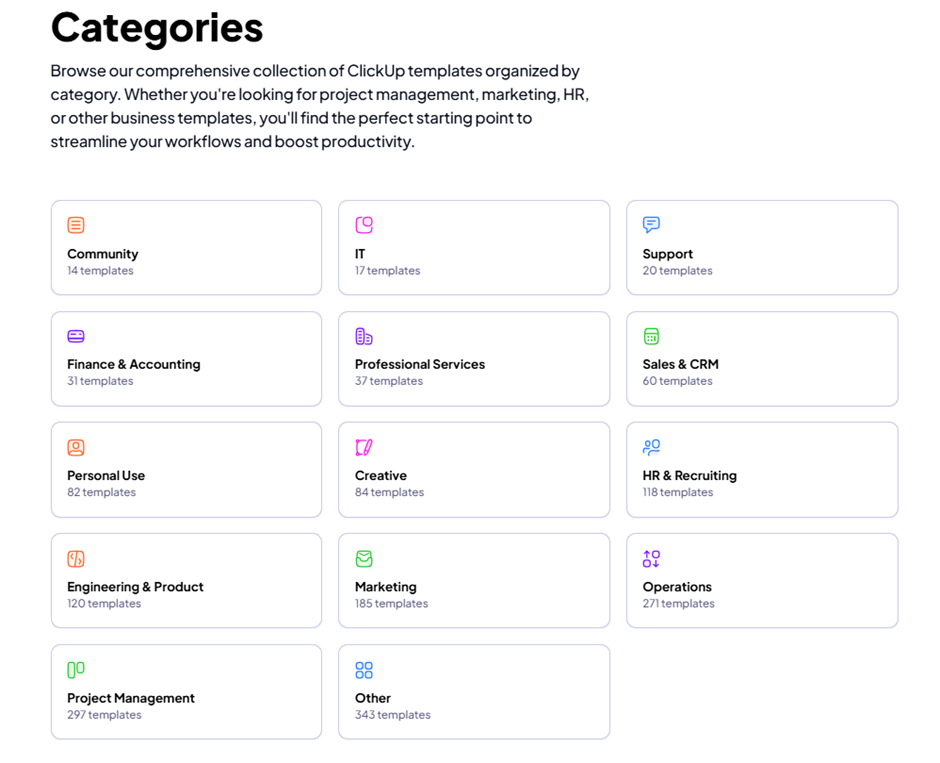 Nhận hơn 1.000 mẫu để tối ưu hóa các dự án của bạn với ClickUp Templates