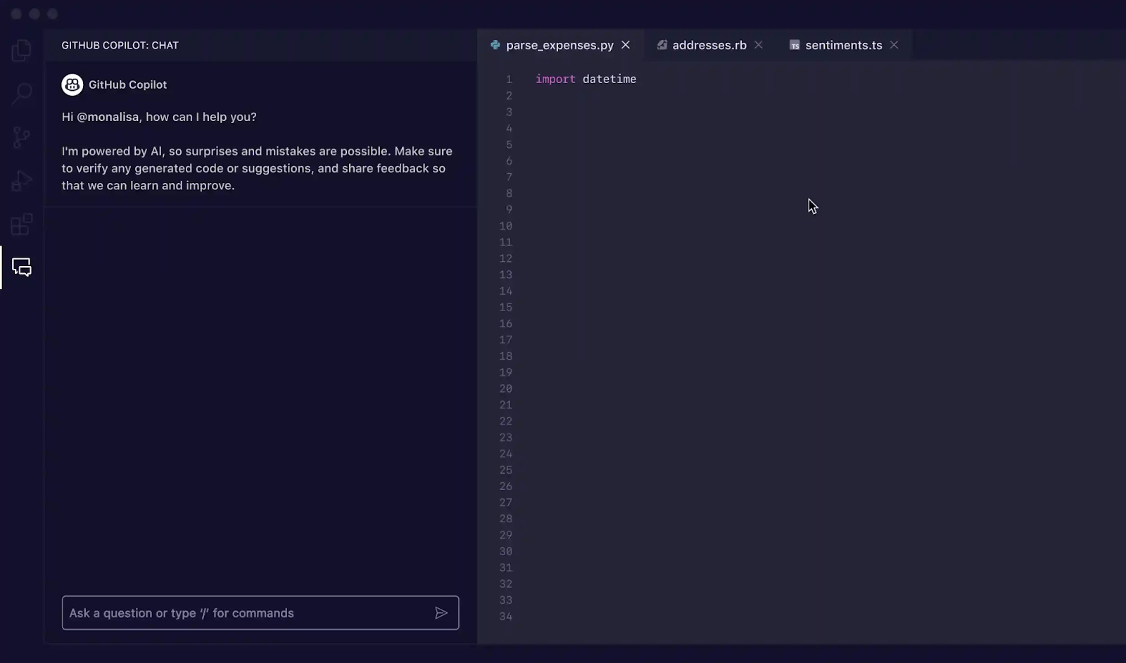 GitHub Copilot-Erweiterung in einem Editor (IDE-Integration)