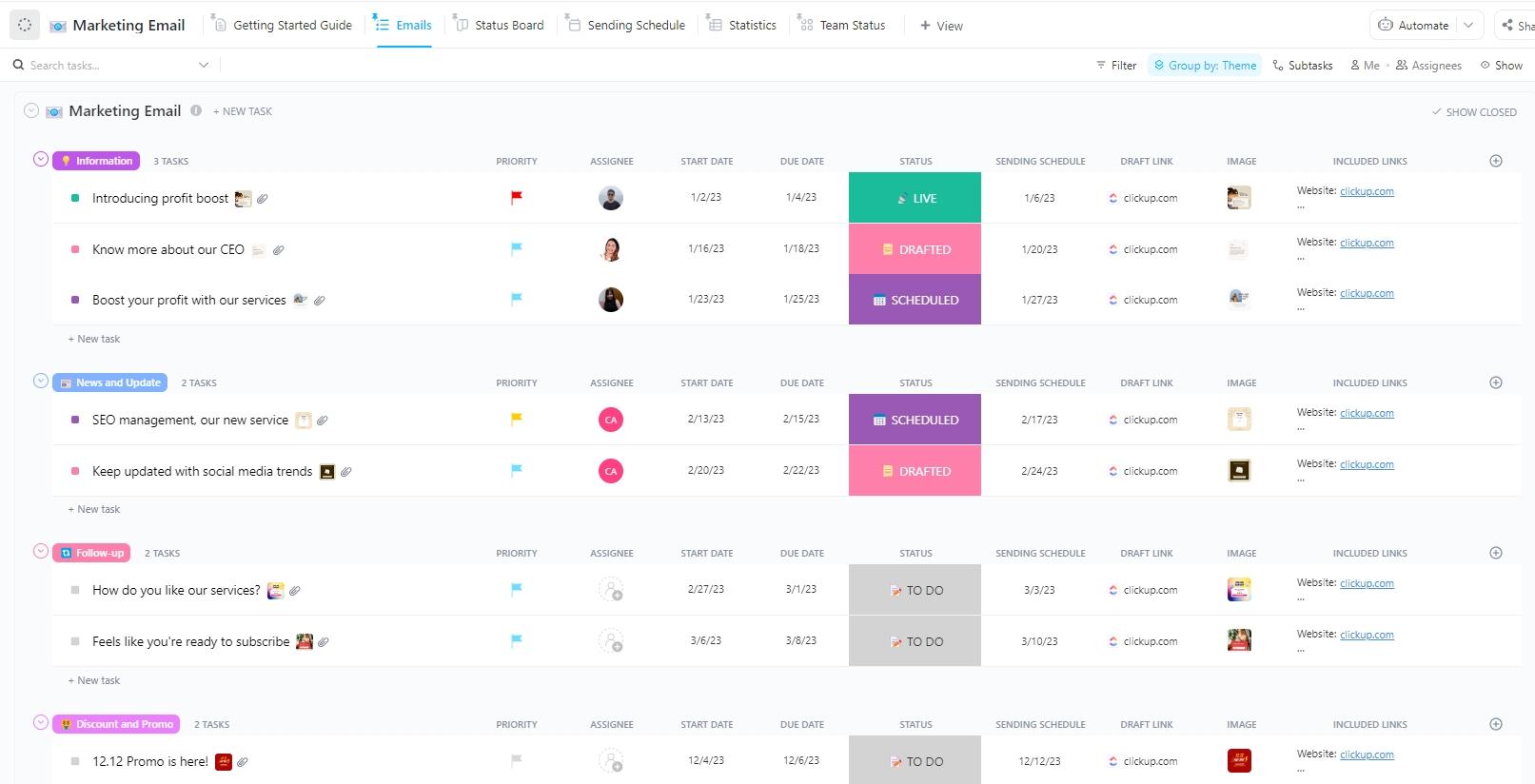 Marketing Email template by ClickUp