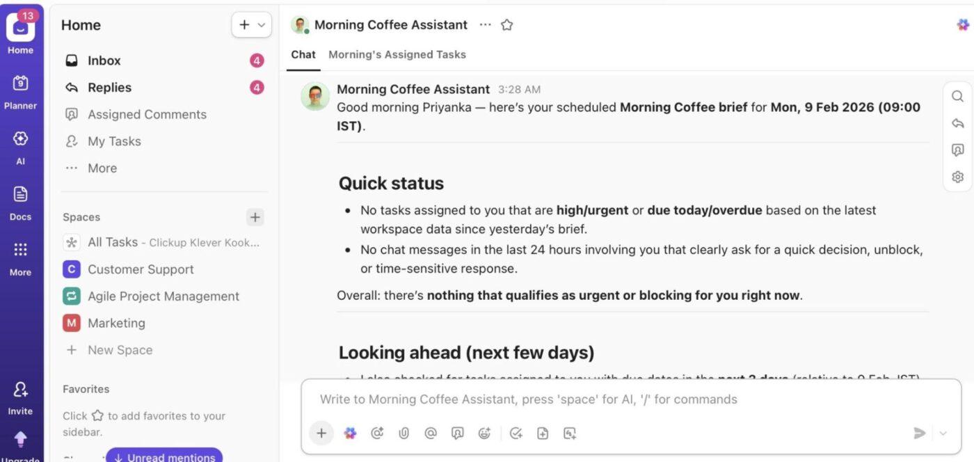 Morning Coffee Assistant: Personal productivity agent summarizing updates from multiple files