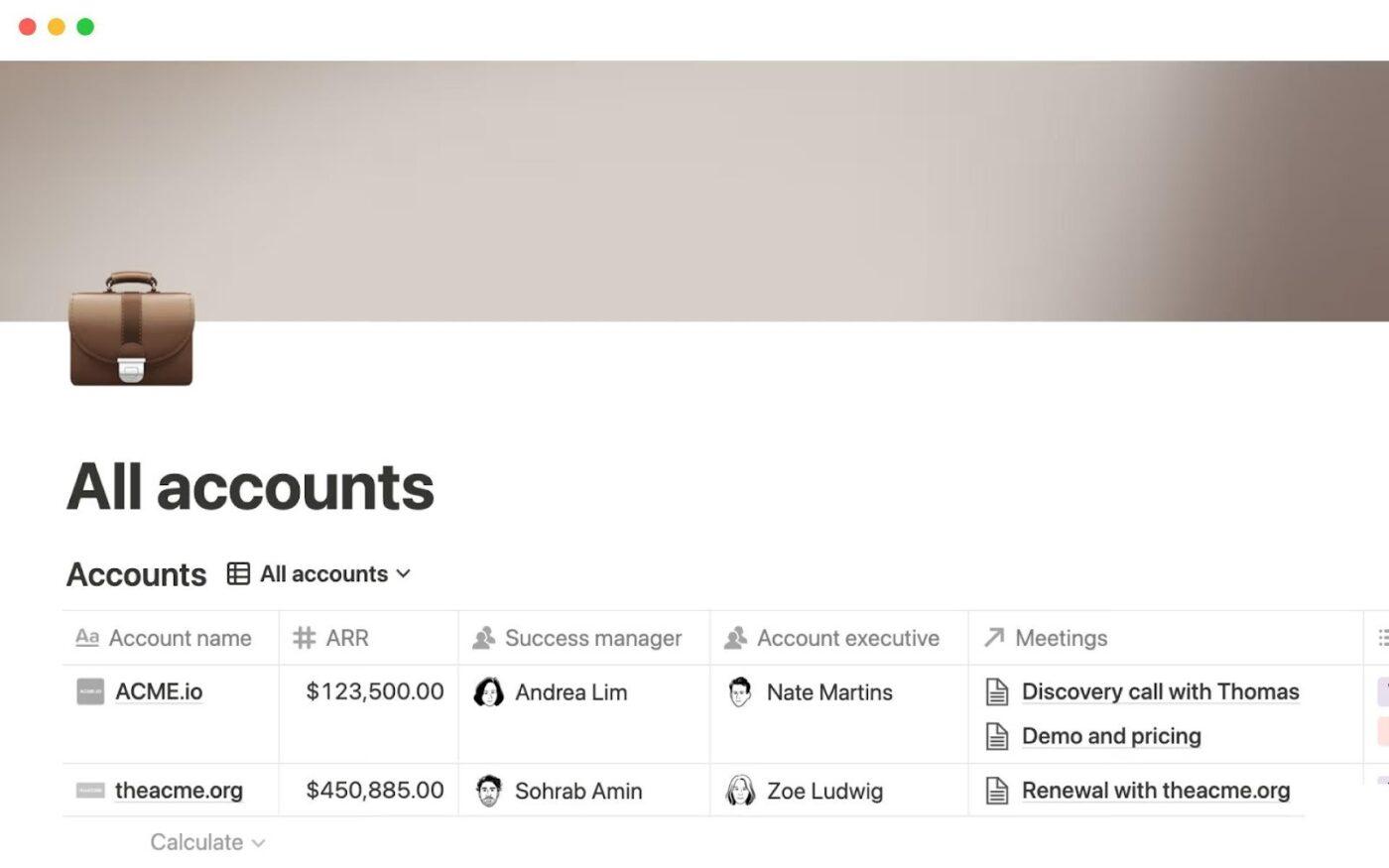 Notion’s All Accounts template
