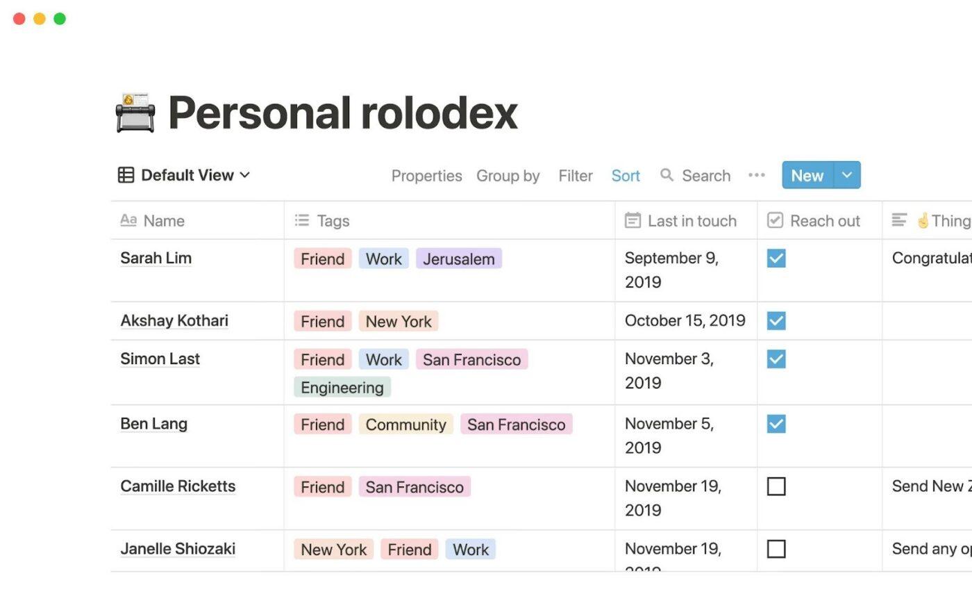 Personal Rolodex by Notion