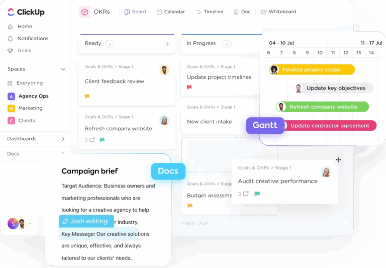 Plan, create, and present your work in one place with ClickUp’s Creative Agency Workflow