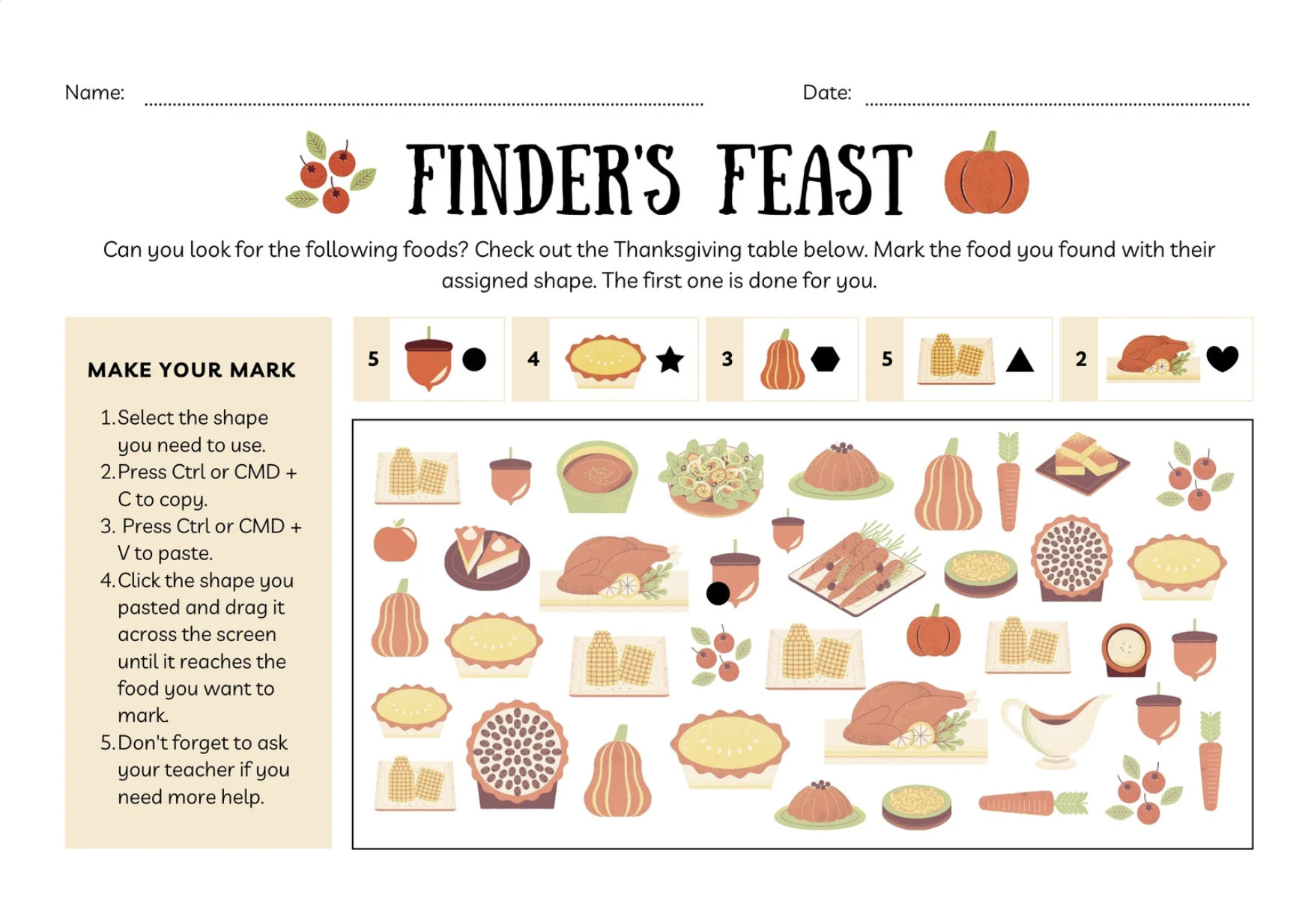 Thanksgiving Worksheet by Canva