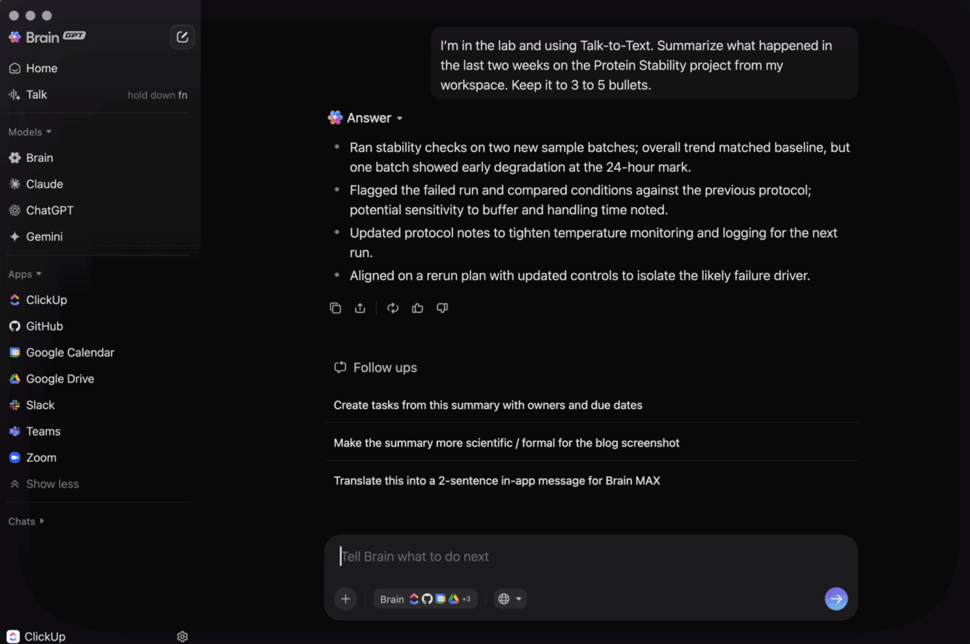 ClickUp Brain MAX-gebruiksscenario