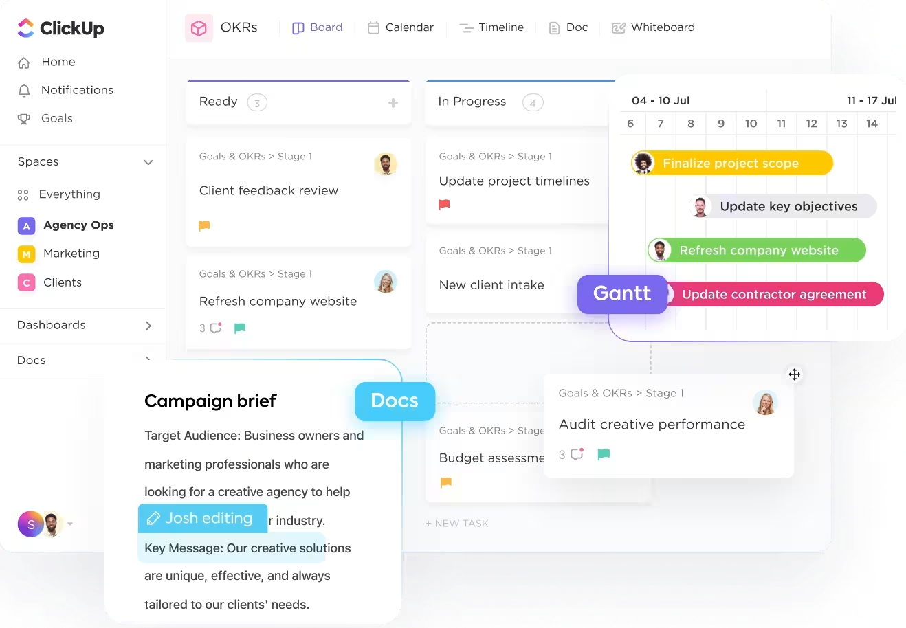 Unlock productivity and deliver tasks faster with ClickUp for Creative Agencies