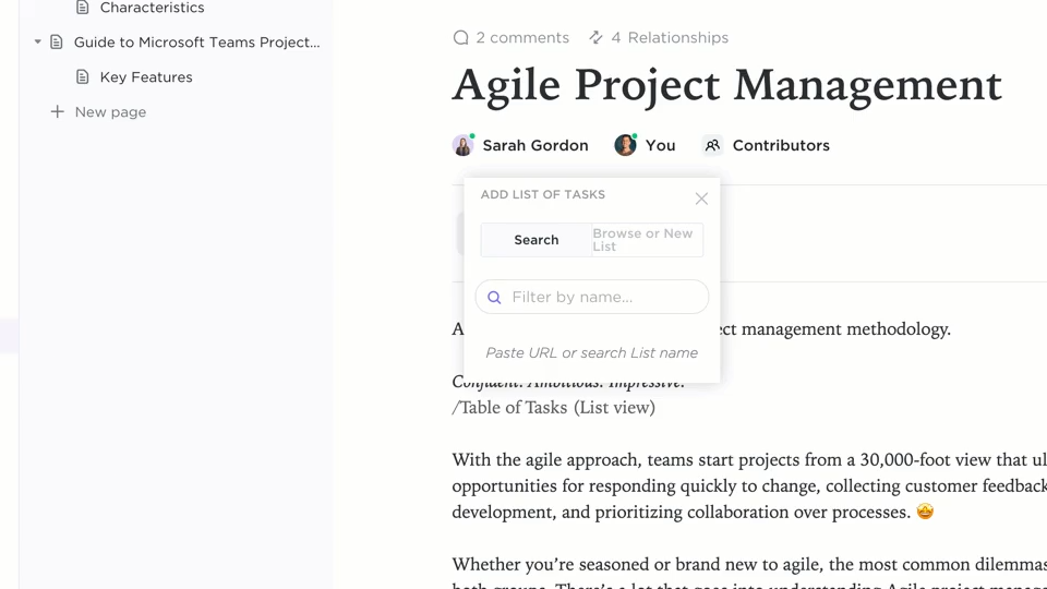 cloud productivity tools for global agencies- ClickUp docs