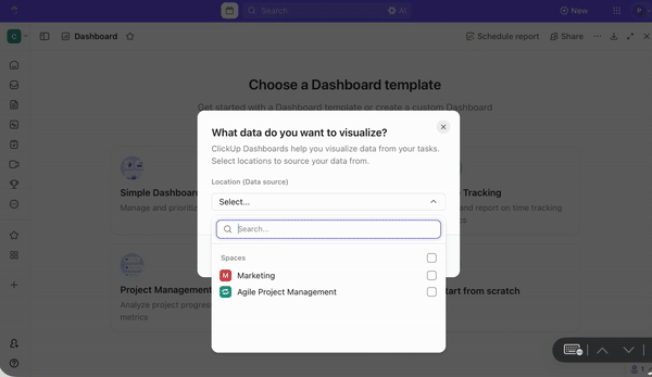 Visualize pricing experiment performance with ClickUp Dashboards