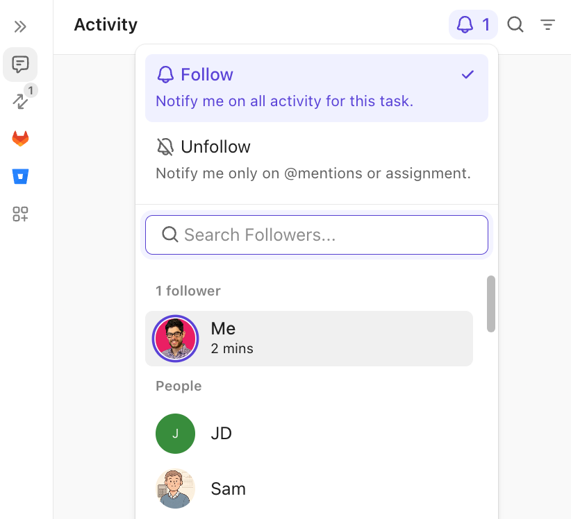 マネージャーに障害要因を効果的に報告する方法 - ClickUpのタスクフォロワー機能