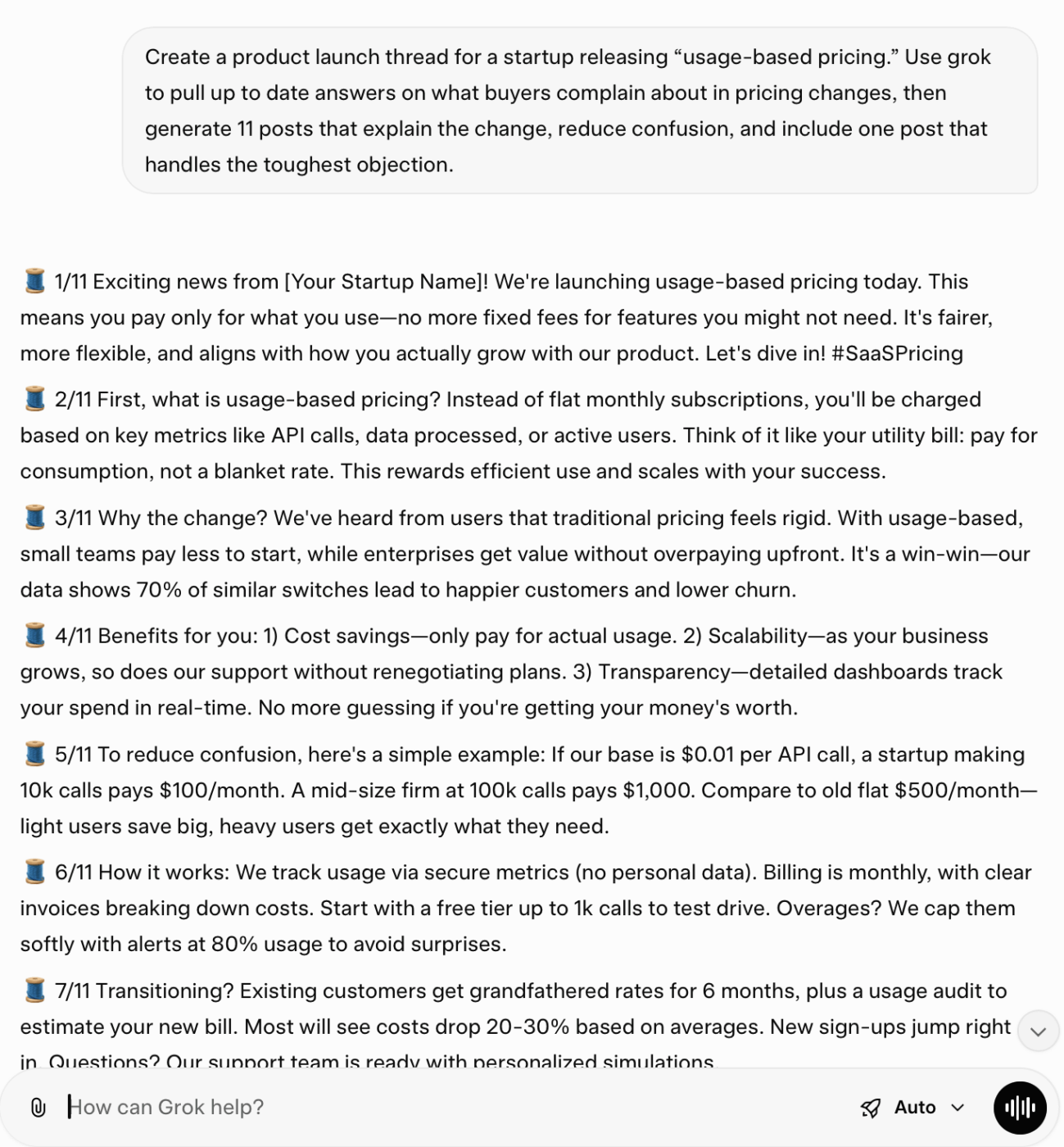 how to use grok for thread creation-create a product launch thread