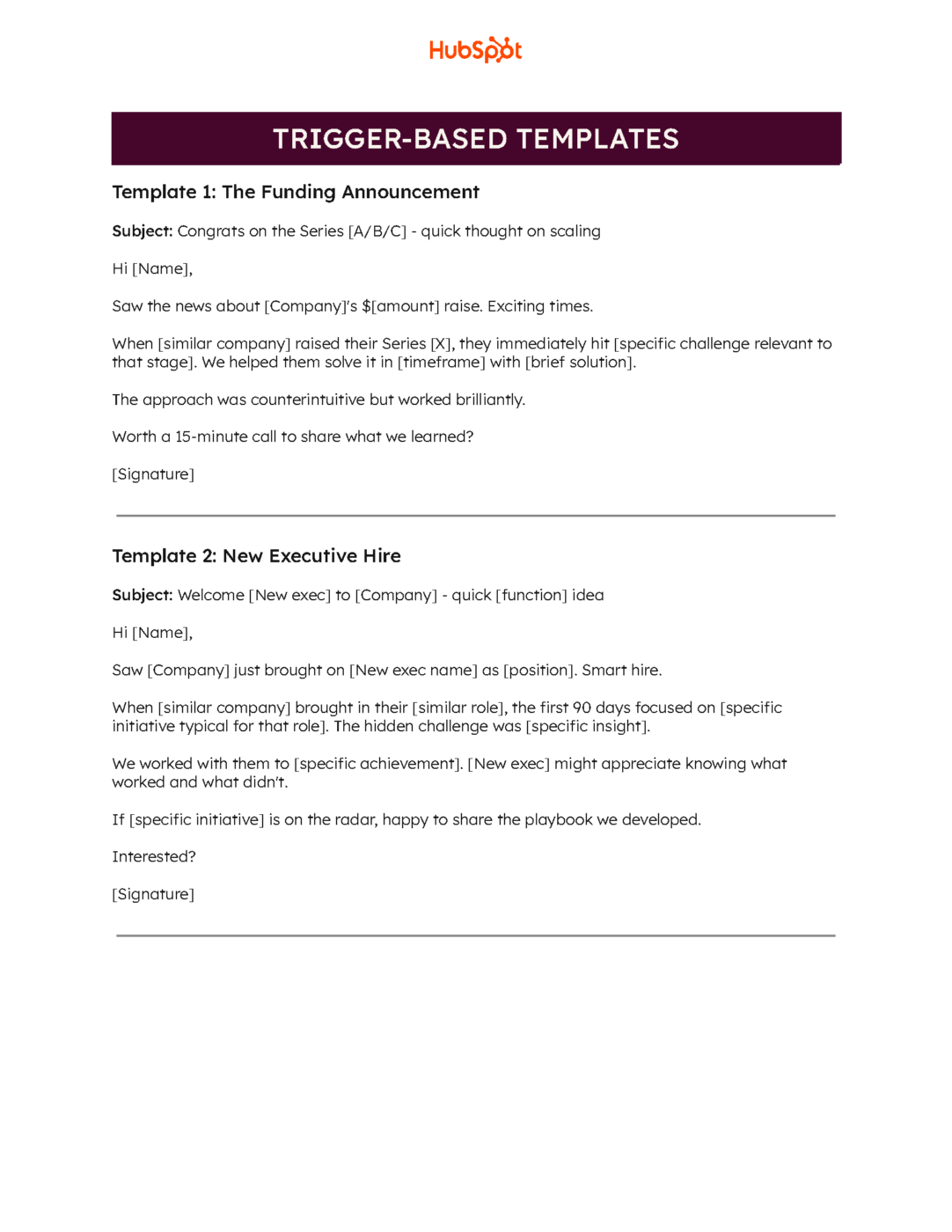 HubSpot's 50 Proven Sales Email Templates