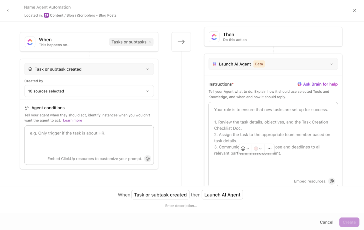 Tạo các tác nhân Autopilot tùy chỉnh trong ClickUp mà không cần viết một dòng mã nào.