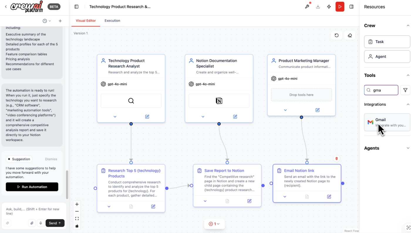 CrewAI gösterge paneli: Mandolin AI alternatifleri