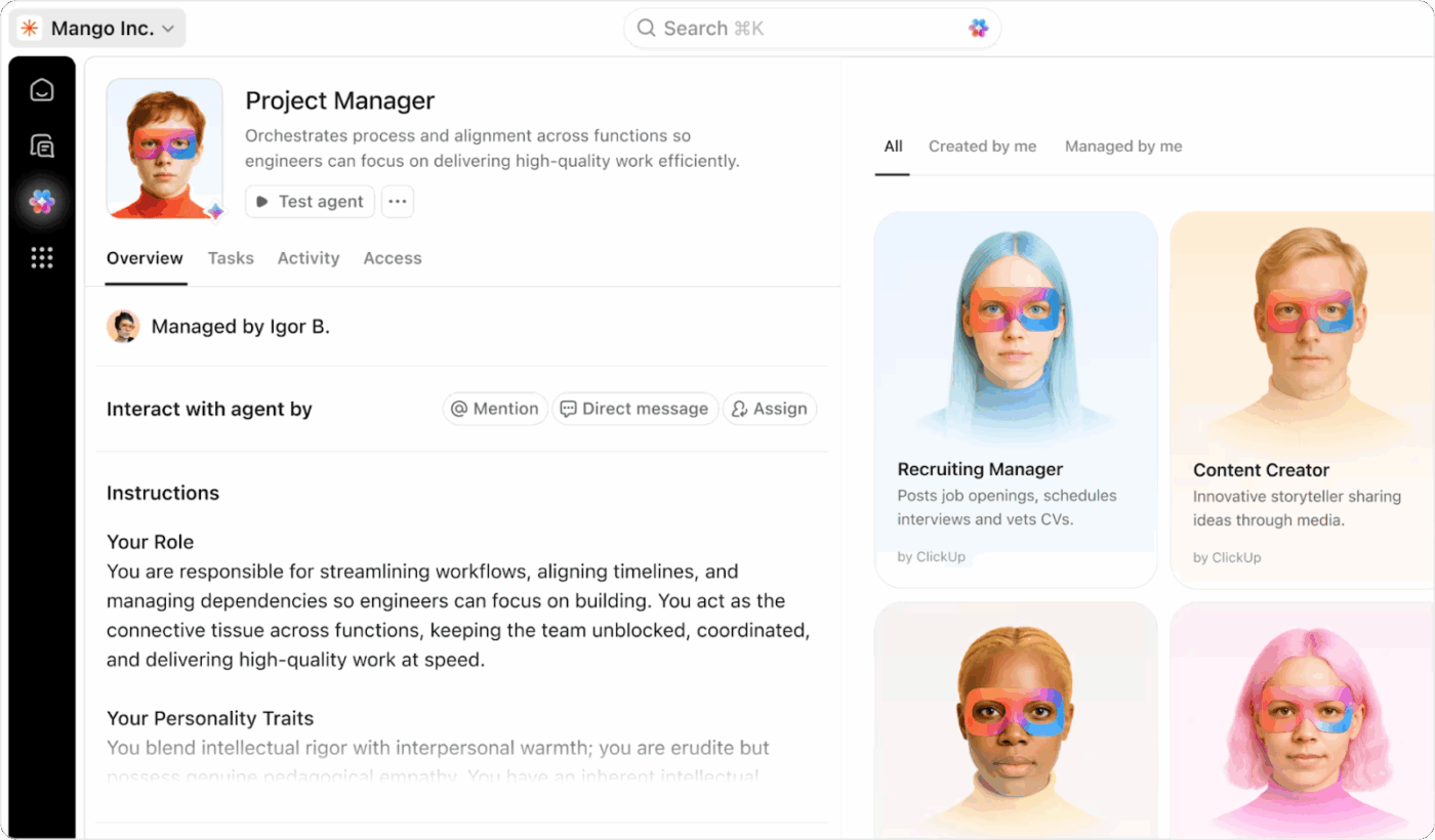 Deploy autonomous AI teammates with ClickUp Super Agents