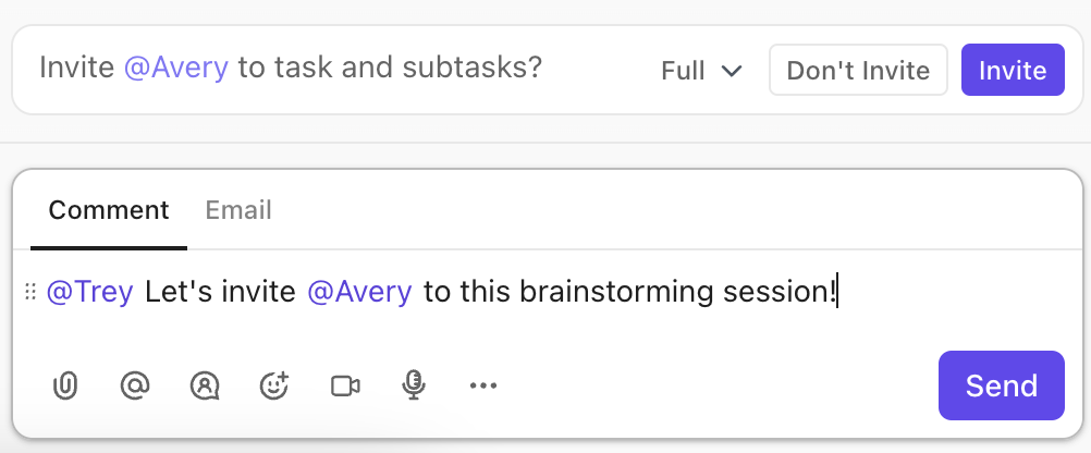 Use @mention to quickly get inputs from team mates