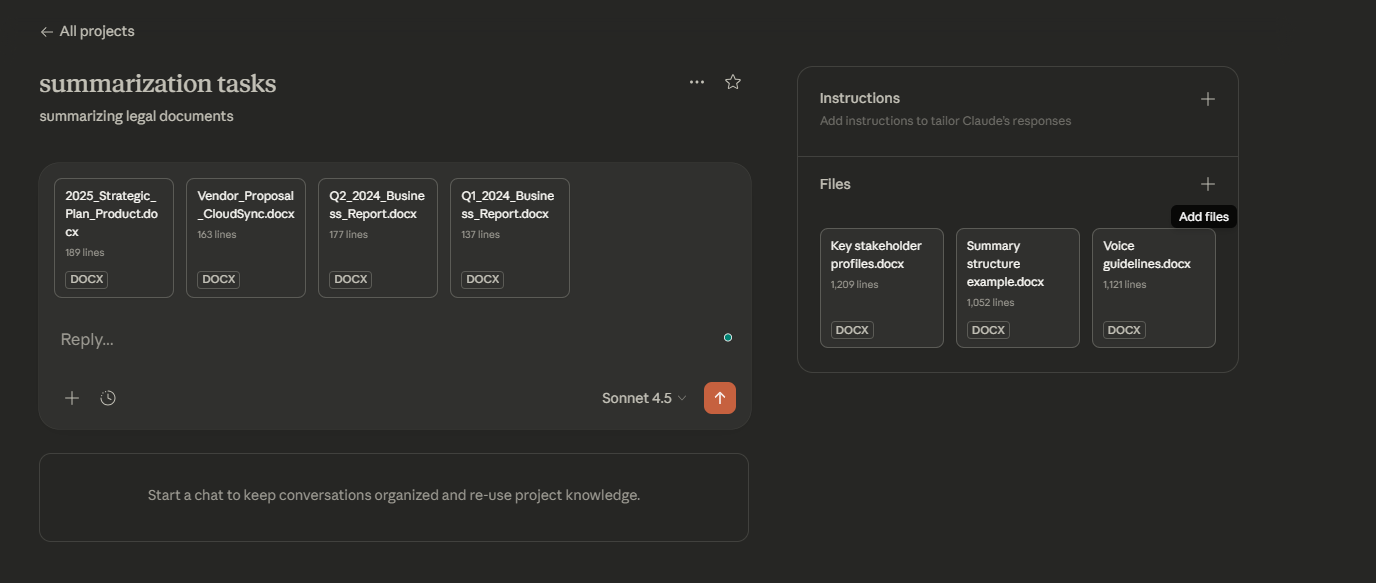 Upload reference files : how to use Claude multi-doc summarization