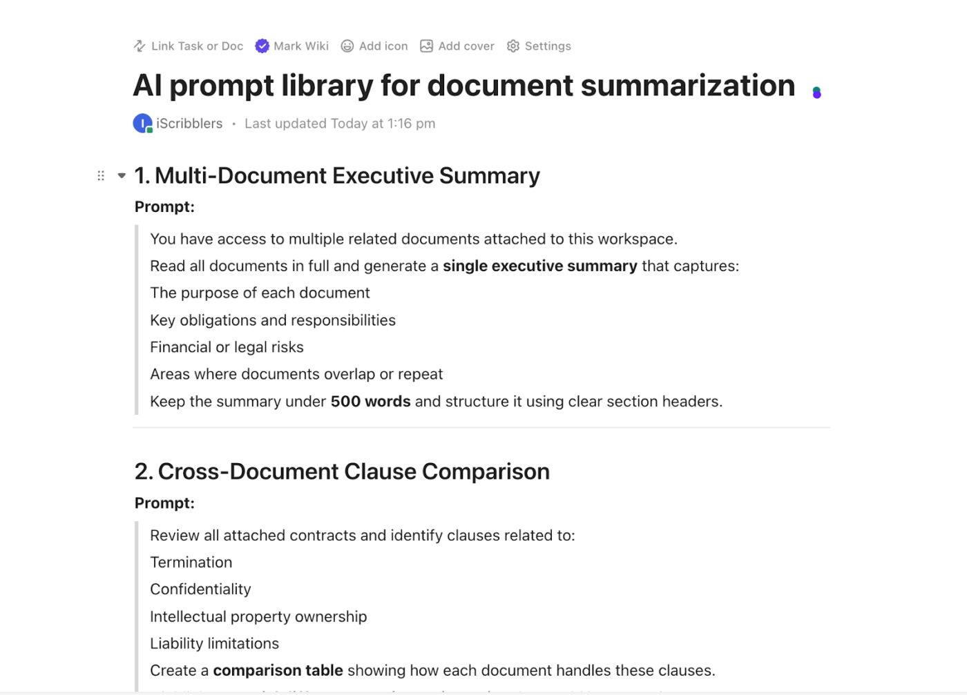 Use collaborative Docs to create your Claude AI prompt library : how to use Claude multi-doc summarization