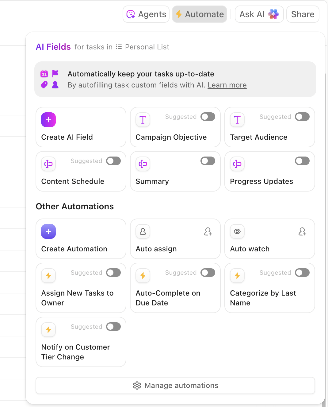 Use pre-built Automations for workflow automation