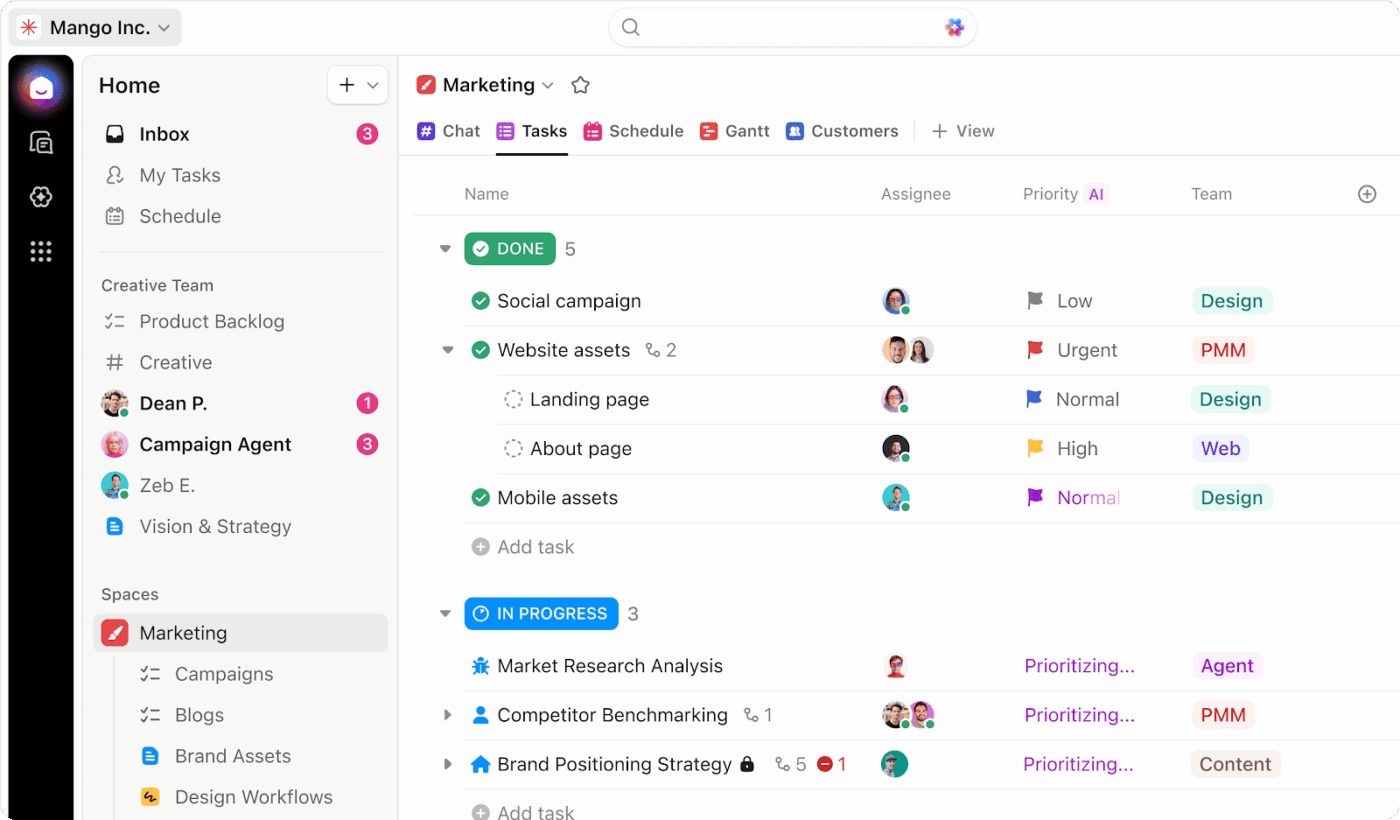 ClickUp best for integrating AI, workflow automation, and project management : AI Workflow Automation