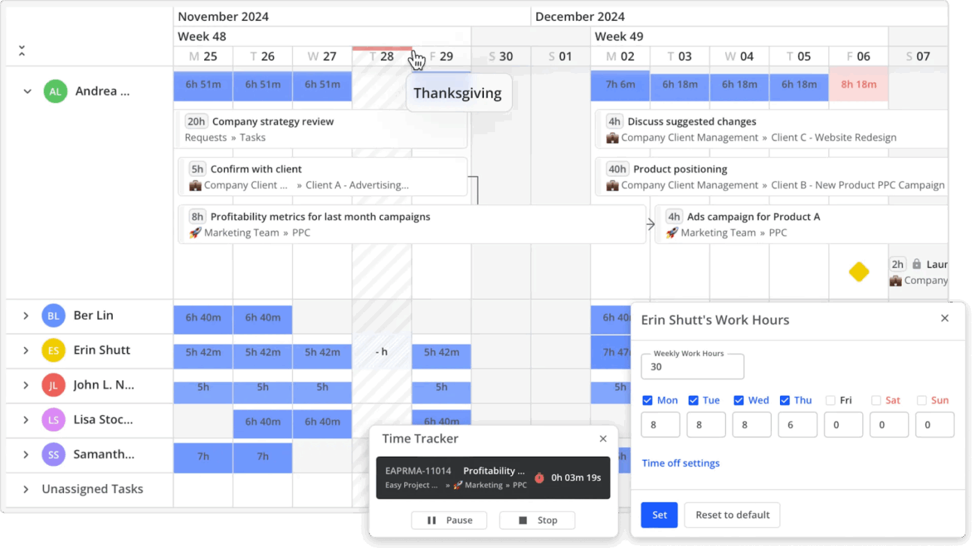 Teamhood dashboard : Capacity Planning