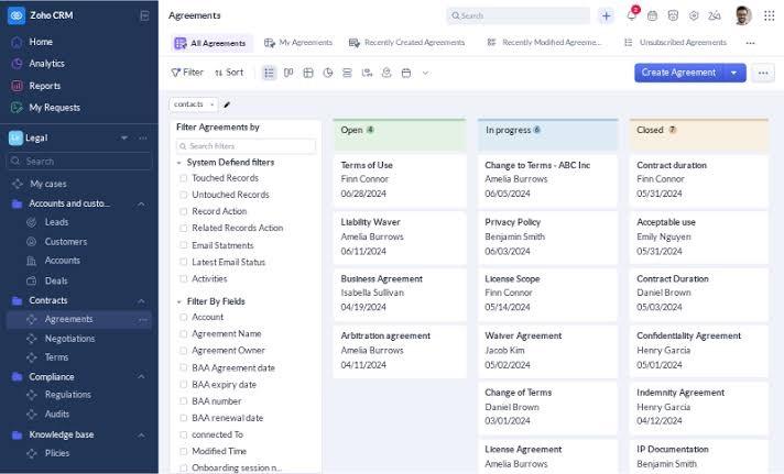 Zoho dashboard: ai crm software