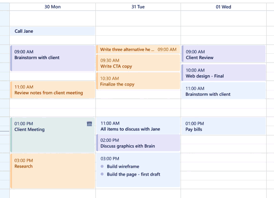 SkedPal dashboard : ai time blocking app