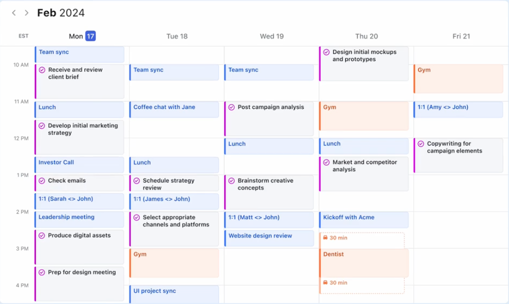 Motion dashboard : ai time blocking app