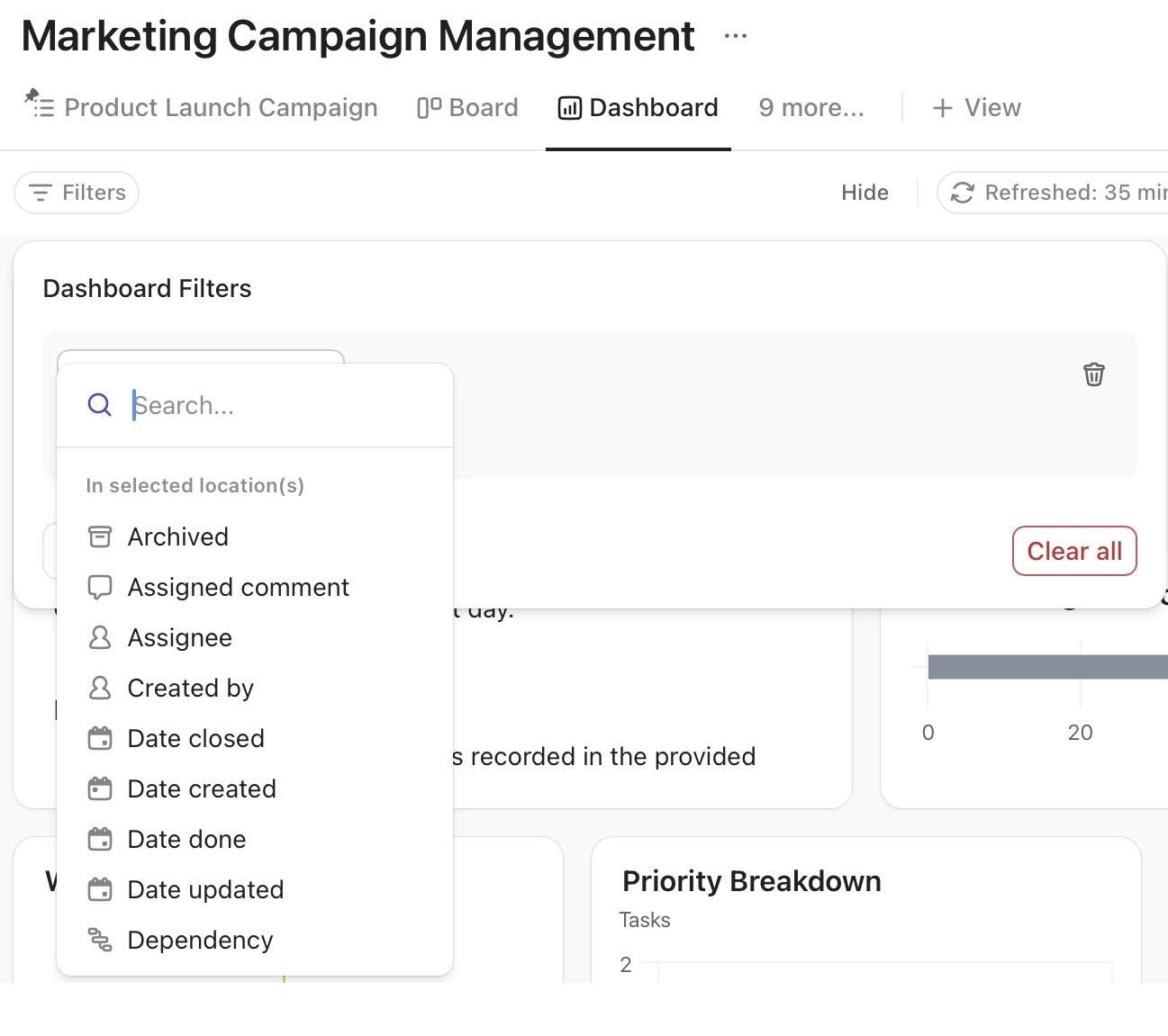 ClickUp Dashboard: AI for Data Visualization