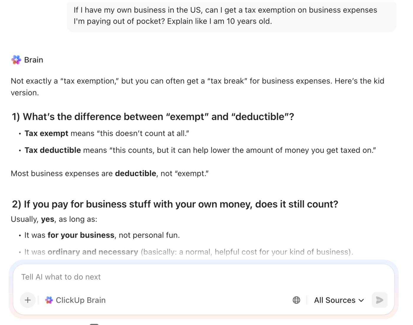 ClickUp Brain：個人財務のためのAI