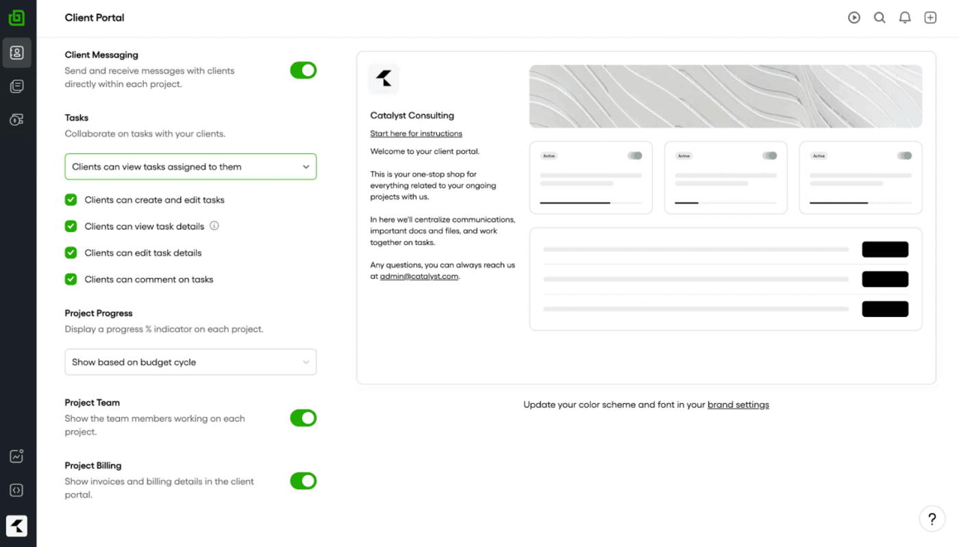 Bonsai dashboard: Project Management Software With Client Portal