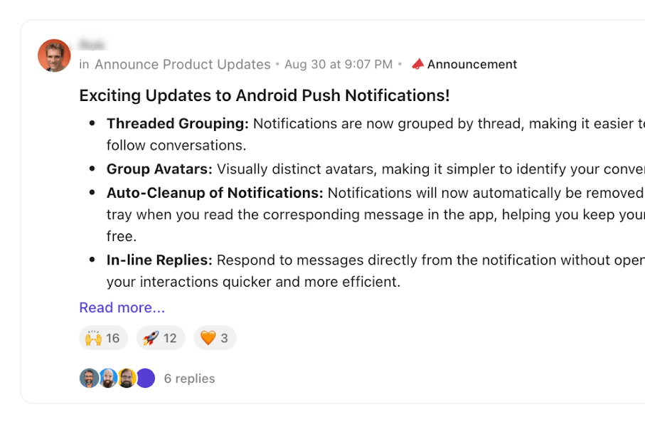 Share company-wide updates with Posts on ClickUp Chat