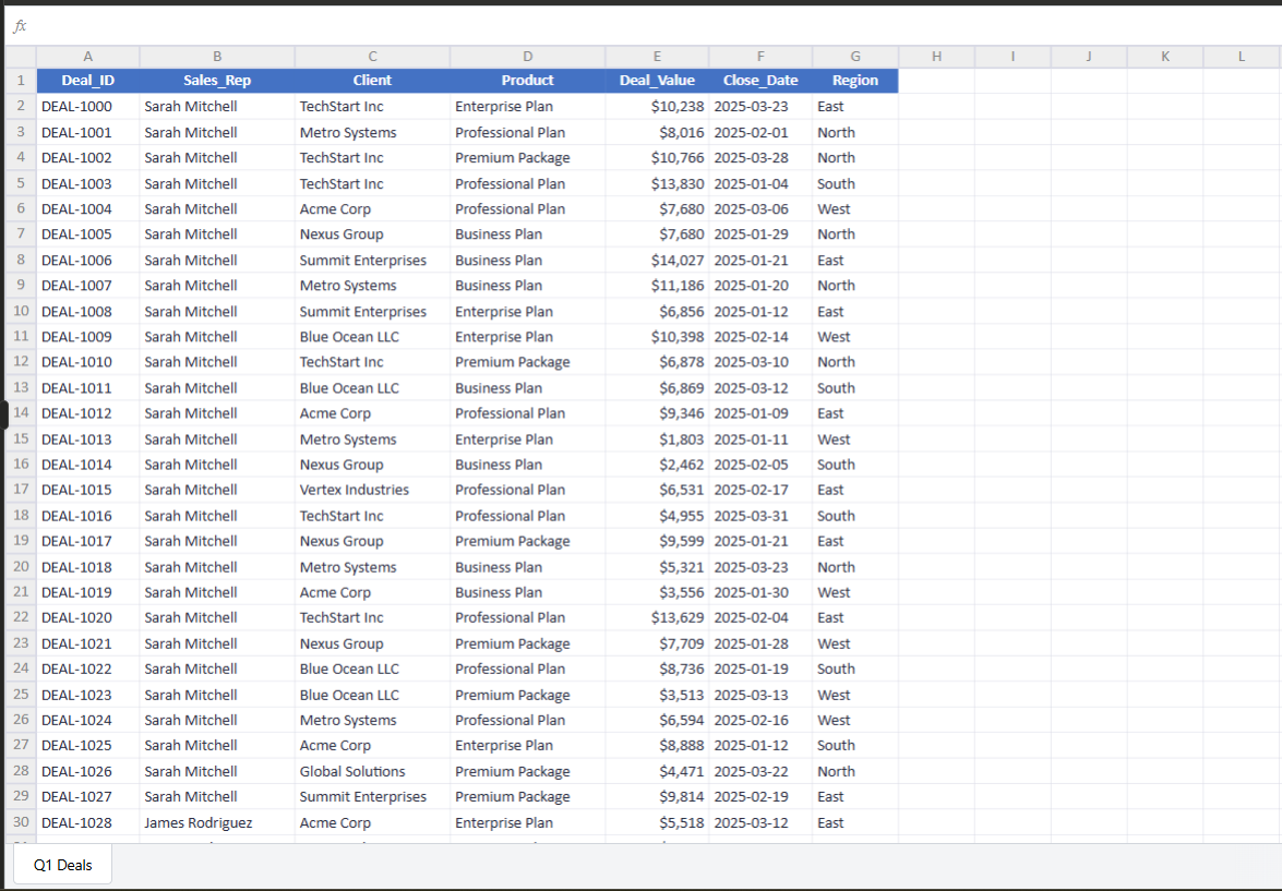 Claude generating new Excel files calculating employee commissions with applied Excel formulas