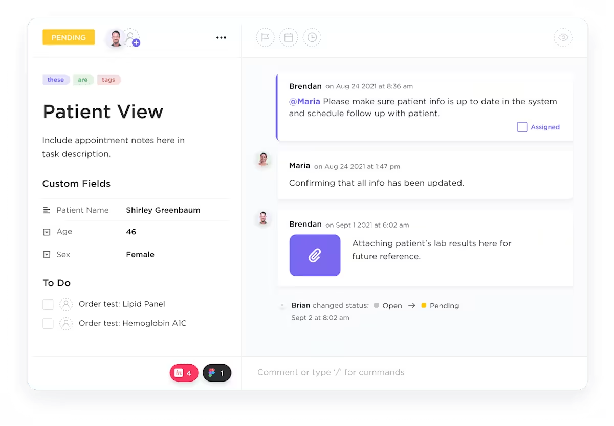 ClickUp Healthcare Project Management Software Dashboard ClickUp unified healthcare workspace dashboard enabling multi-department collaboration