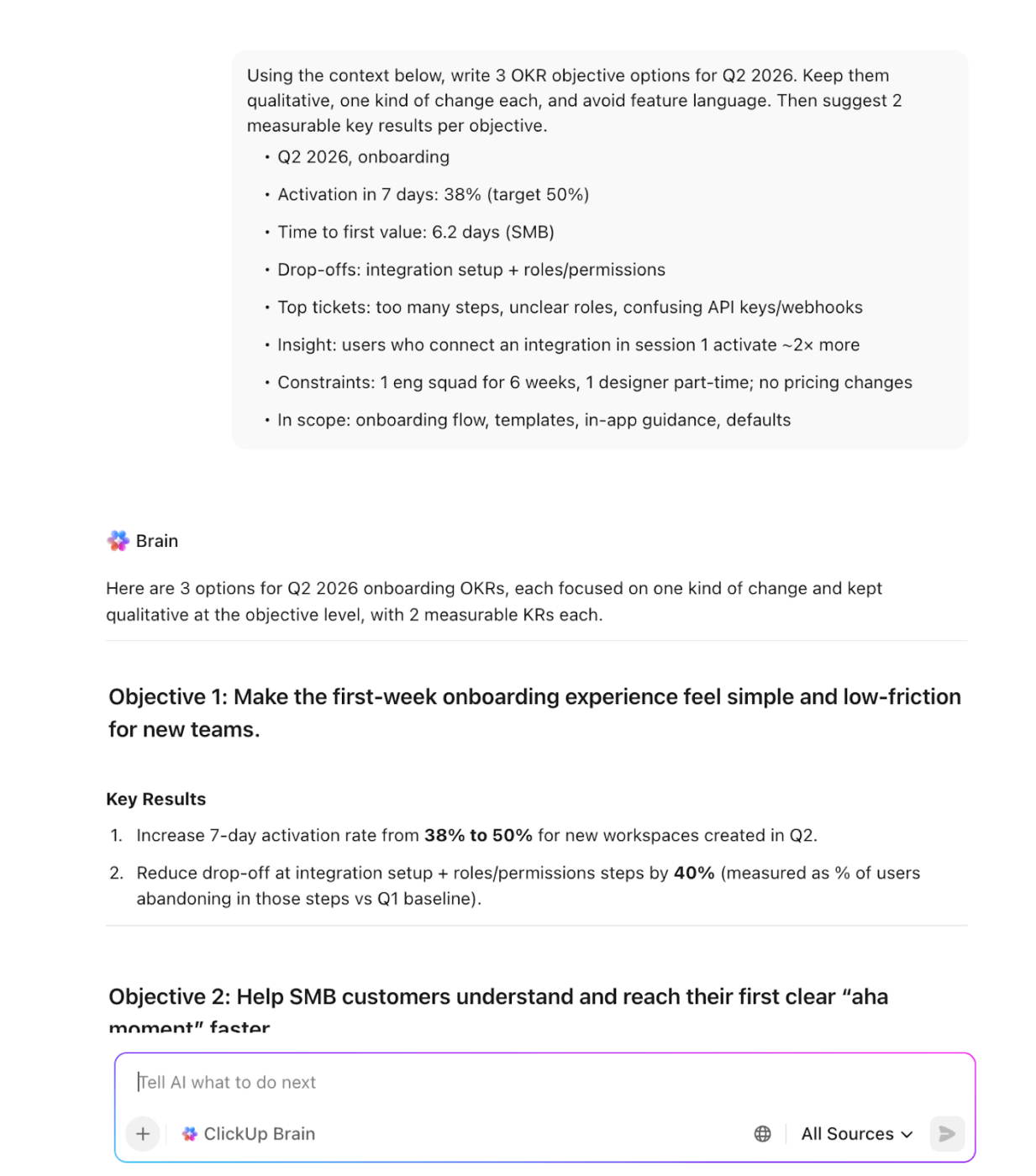 ClickUp Brain:Наръчник за проследяване на OKR