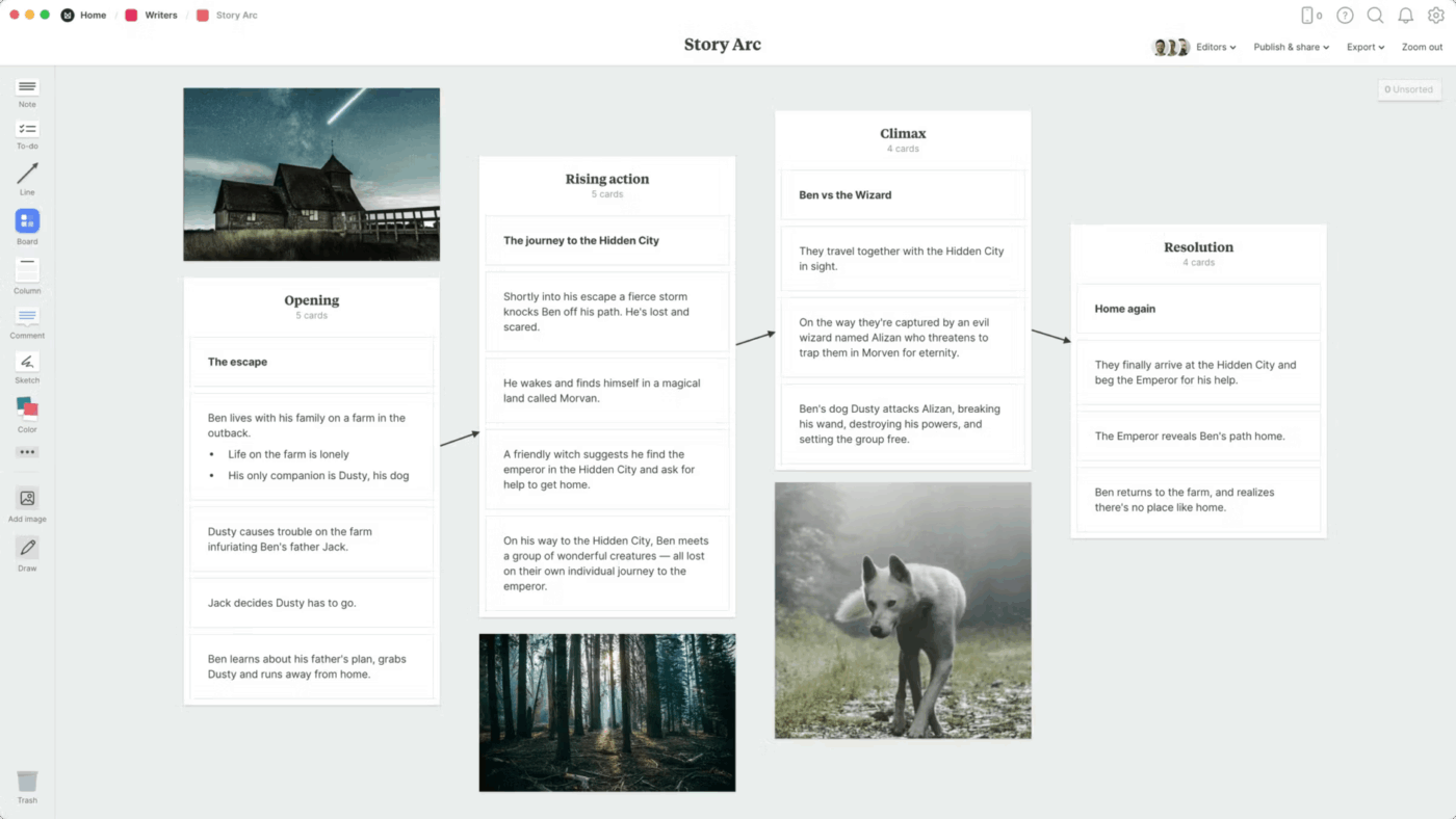 Story Arc template by Milanote