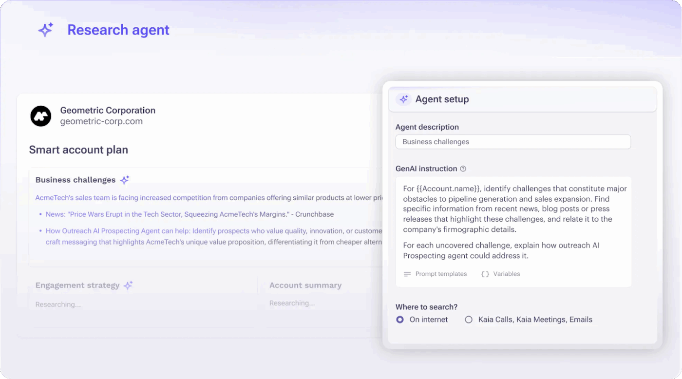Outreach AI Agents-dashboard: AI-tools voor salesmanagement