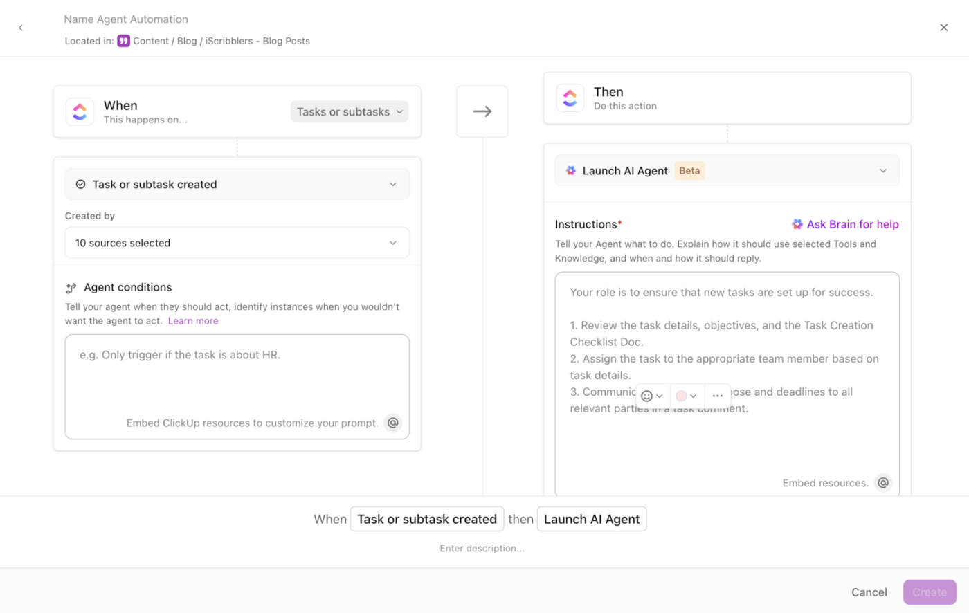 ClickUp agent: AI Agent Orchestration