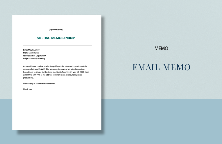 Template.net's Email Memo Template in Word