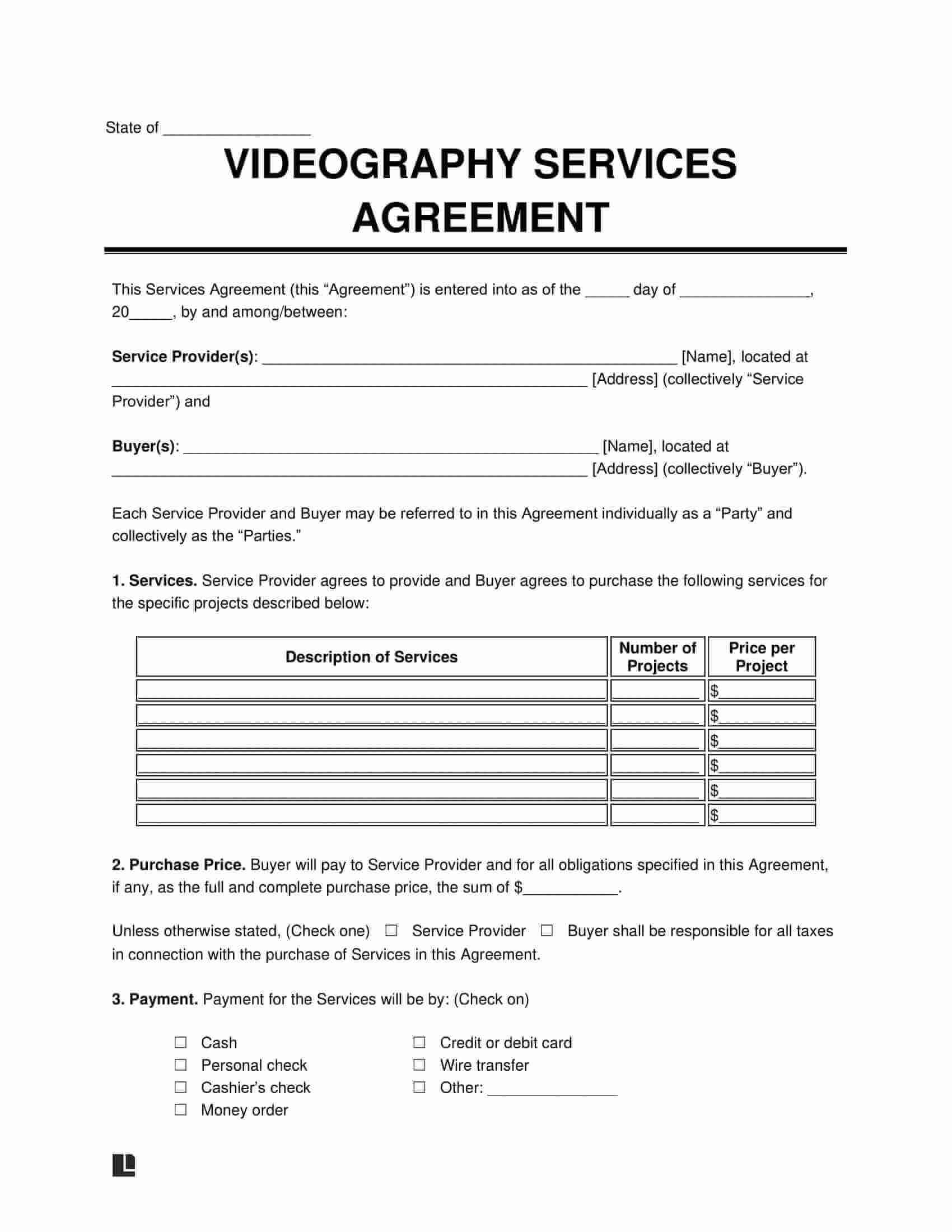 Videography Contract Template by legaltemplates