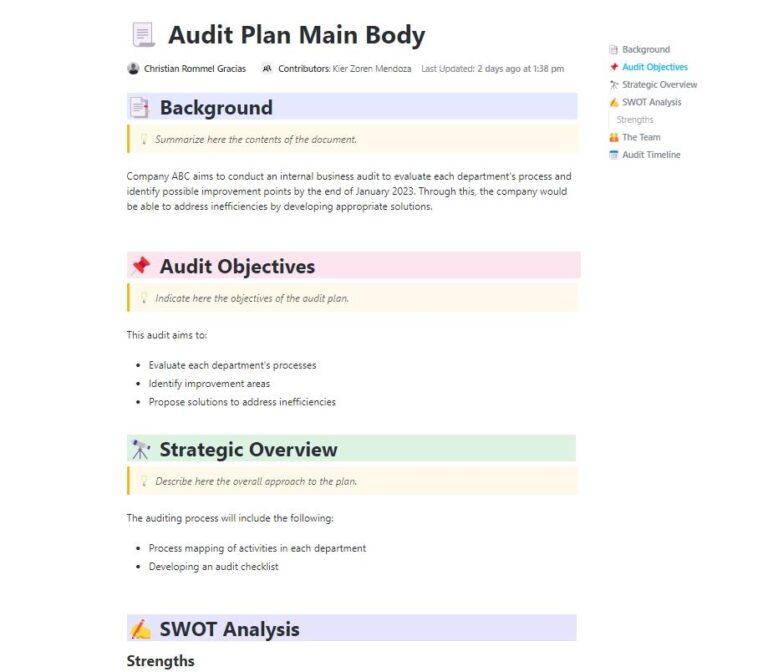 10 Free Audit Planning Templates for 2026