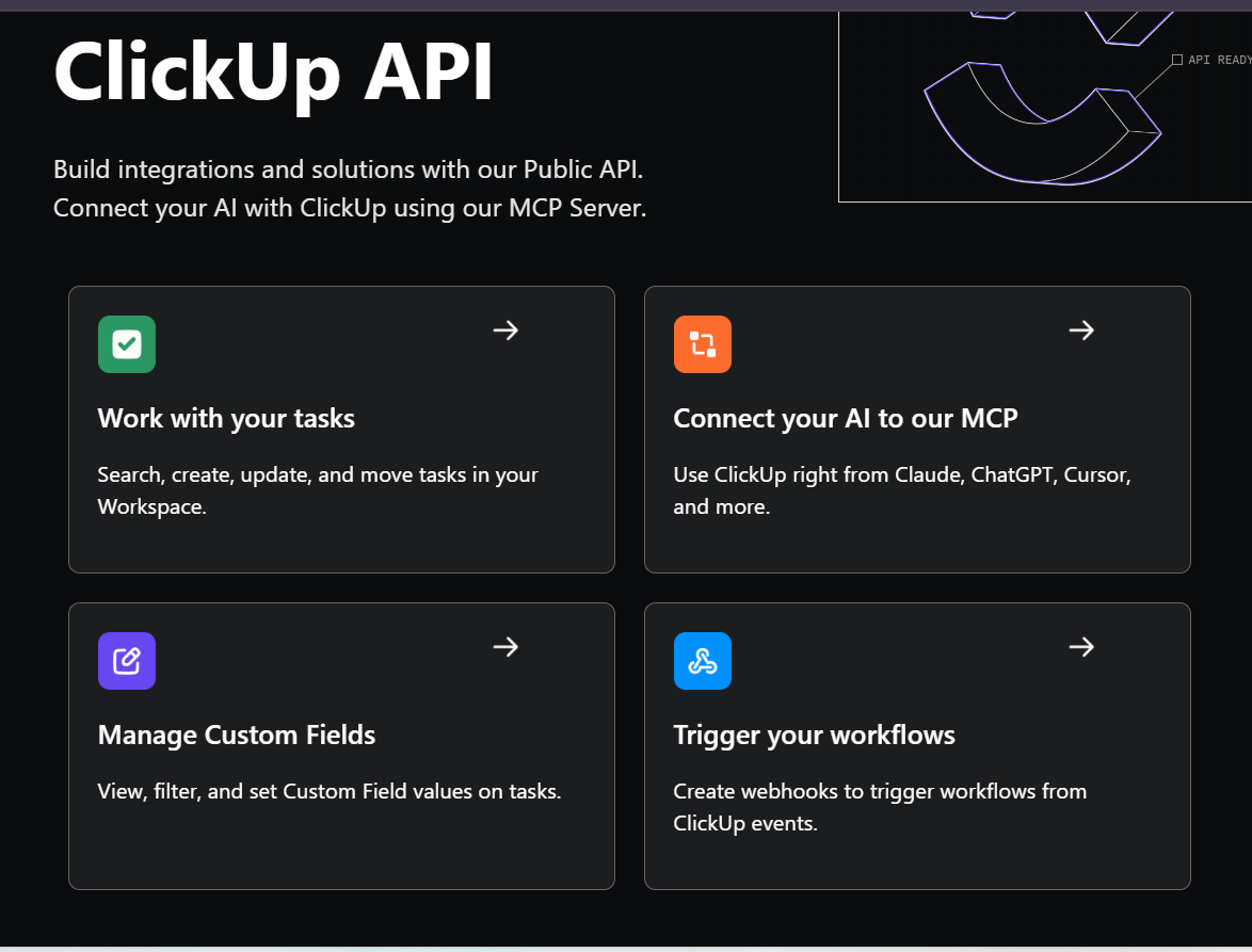 Click Up APIs and Webhooks